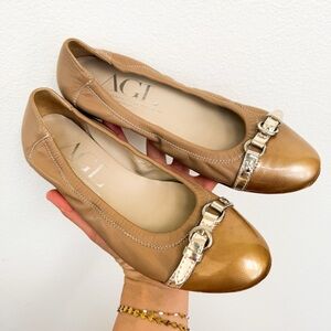 Attilio Giusti Leombruni AGL Tan Ballet Flats Leather Size 39.5